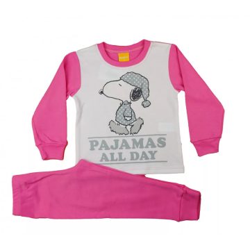 Pamut pizsama Snoopy mintával (98) - pink