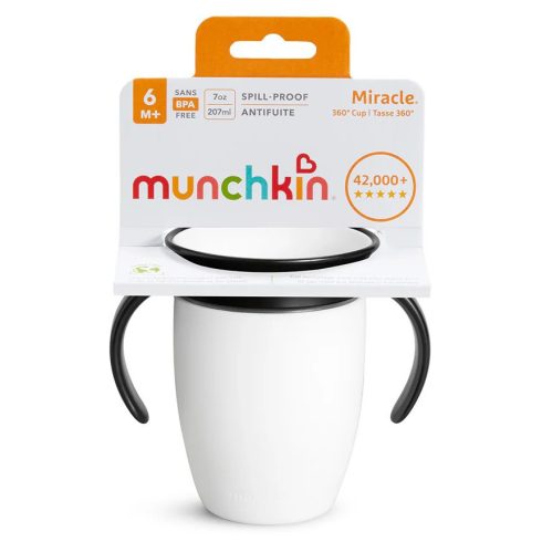 Munchkin Miracle Cup itatópohár, 207 ml - fehér/fekete 