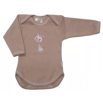   Babastar hosszú ujjú pamut body (50) Zsiráf It's a girl! mogyoró 