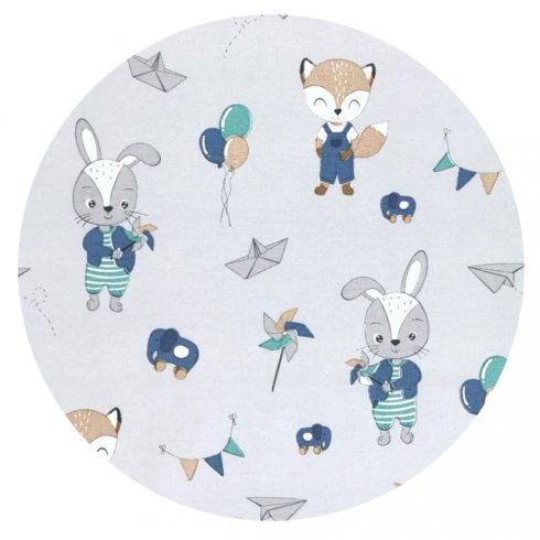 Baby Shop 4 részes babaágynemű - kék róka és nyuszi 