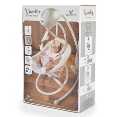 Cangaroo Woodsy 2in1 elektromos hinta és etetőszék - szürke