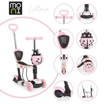 Moni Lollipop roller üléssel katicás rózsaszín 