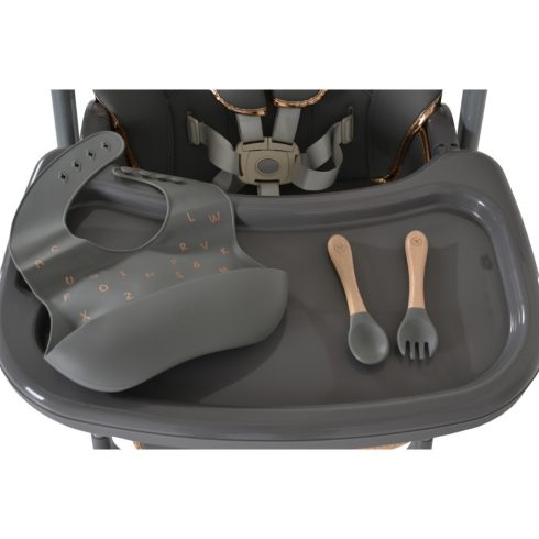 Moni LINDO multifunkciós etetőszék (ajándék szilikon előke, kanál és villa) - Szürke