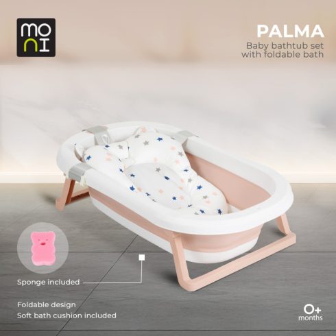 Moni Palma összecsukható kád fürdetőpárnával - rózsaszín 