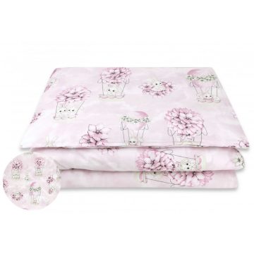   Baby Shop ágynemű huzat 90*120 cm - Rózsaszín virágos nyuszi