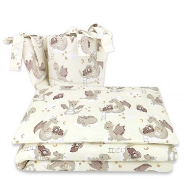 Baby Shop 4 részes babaágynemű - bézs sárkány 