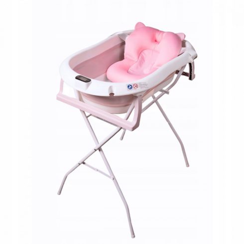 Premium Összecsukható kád hőmérővel és anatómiai támasztékkal + állvány - Pink