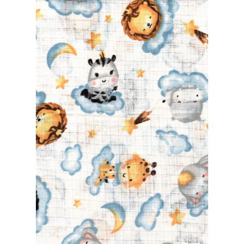 Mintás textil pelenka 1db-os - cuki állatok kék