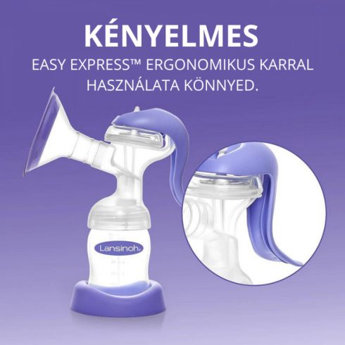 Lansinoh 2 fázisú kézi mellszívó + 160 ml cumisüveg szettben