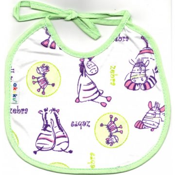Akuku megkötős, kicsi előke - zebra