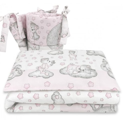 Baby Shop 5 részes babaágynemű - Csillagos maci rózsaszín