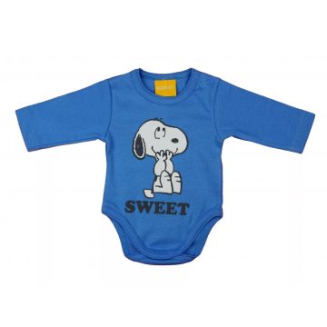 Hosszú ujjú baba body Snoopy mintával  (50) - kék