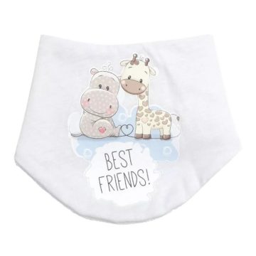   Babastar pamut baba nyálkendő - Fehér  "Best Friends" Kék