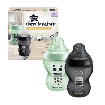   Tommee Tippee Closer To Nature 2*260ml cumisüveg 0+ - antracit/zöld