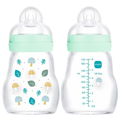 Mam  Feel Good 170ml Premium üvegből készült cumisüveg Lassú átfolyás 0+hó - pasztell kék