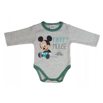   Hosszú ujjú baba body Mickey egér mintával (80) - szürke
