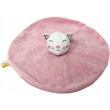 Tulilo puha plüss csörgő,alvókendő - rózsaszín cica
