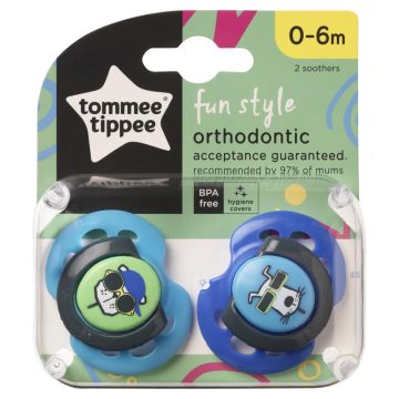   Tommee Tippee fun style játszócumi 0-6 hó 2 db  - kék kutyus