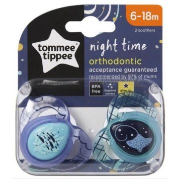   Tommee Tippee Night Time játszócumi 6-18 hó 2 db - korall és rája