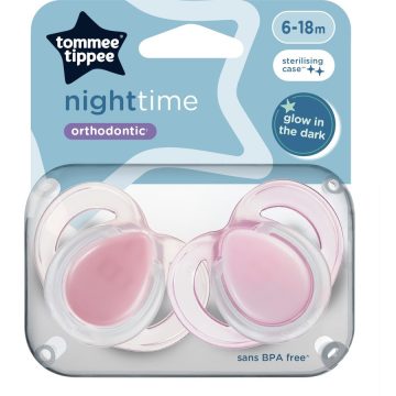   Tommee Tippee Night Time játszócumi 6-18 hó 2 db - rózsaszín