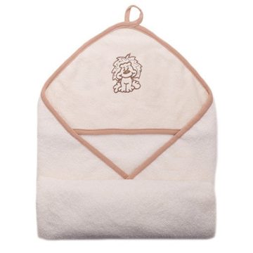   Vaganza hímzett fürdőlepedő, fürdetőkesztyűvel 80*80 cm - fehér/drapp oroszlán