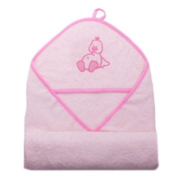   Vaganza hímzett fürdőlepedő, fürdetőkesztyűvel 80*80 cm - rózsaszín kacsa