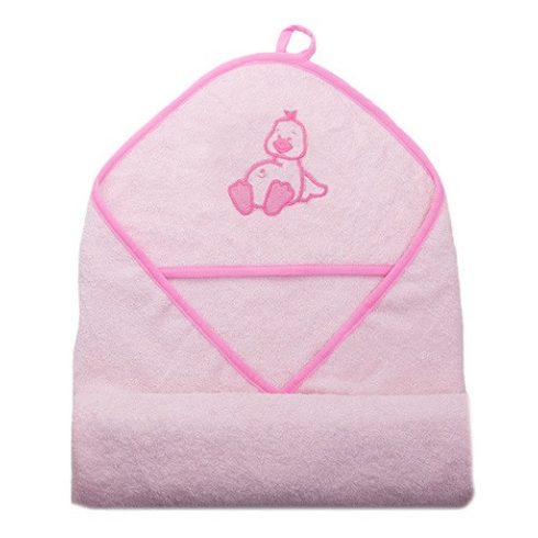 Vaganza hímzett fürdőlepedő, fürdetőkesztyűvel 110*110 cm - rózsaszín kacsa
