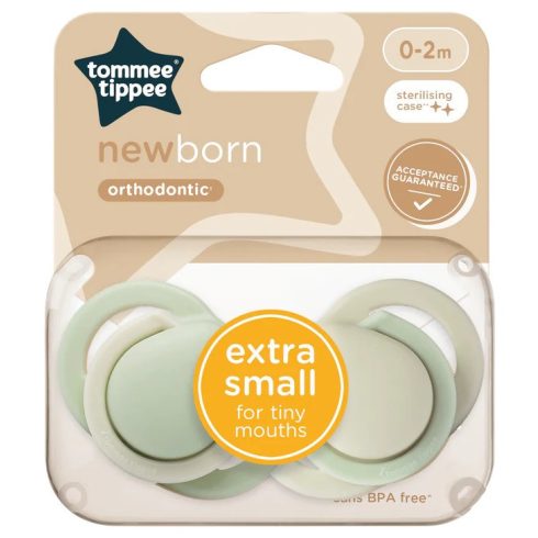 Tommee Tippee Newborn újszülött játszócumi 0-2 hó 2 db - zöld/bézs