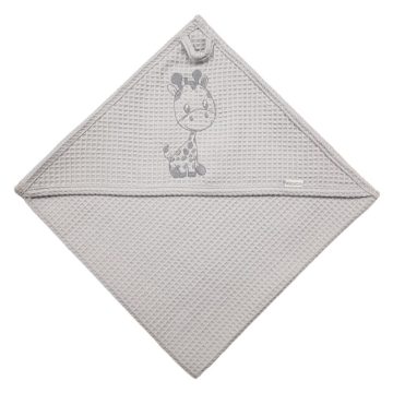   Babastar hímzett fürdőlepedő Waffle 70*70 cm - zsiráf szürke 