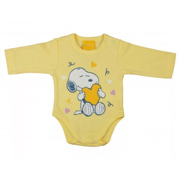 Hosszú ujjú baba body Snoopy mintával  (50) - sárga