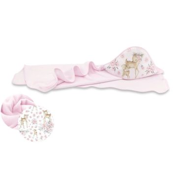   Baby Shop kapucnis fürdőlepedő 100*100 cm -  rózsaszín őzike