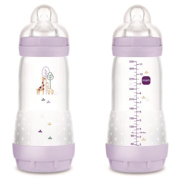 Mam Anti-Colic Matt  cumisüveg 320 ml  4hó+ Lila zsiráf