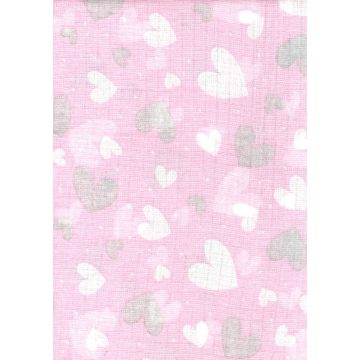 1db-os  mintás textil pelenka rózsaszín - szívecske