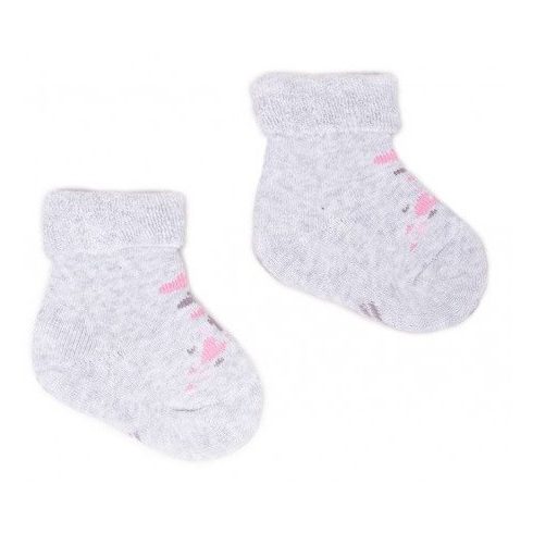 Yo! Baby frottír zokni 3-6 hó - szürke/rózsaszín
