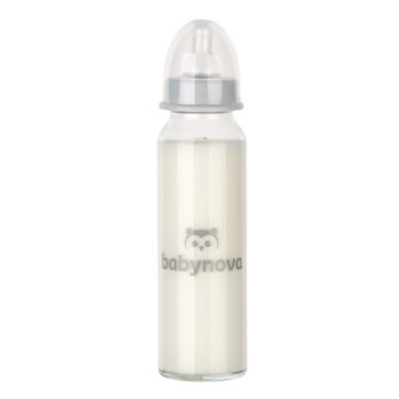   Baby-Nova üveg cumisüveg 240 ml 0-24hó szilikon cumival M-es