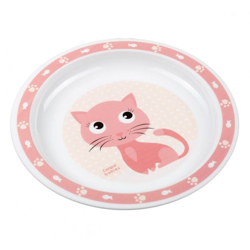 Canpol babies műanyag lapostányér  - rózsaszín cica