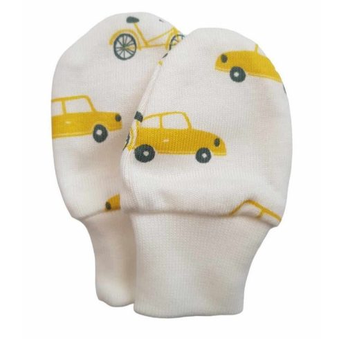 Újszülött karmolás elleni kesztyű - Autó Sárga 