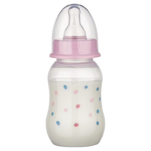 Baby-Nova Anti-Colic cumisüveg szilikon cumival S-es 130 ml - rózsaszín 