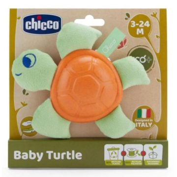   Chicco Baby Turtle Eco+ bébiteknős rágókás textiljáték 3 hó+