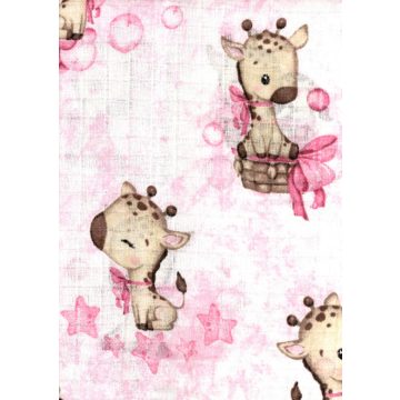 Mintás textil pelenka 1db-os - rózsaszín zsiráf 