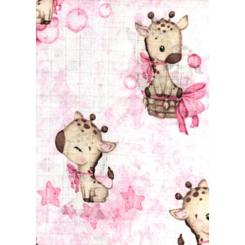 Mintás textil pelenka 1db-os - rózsaszín zsiráf 