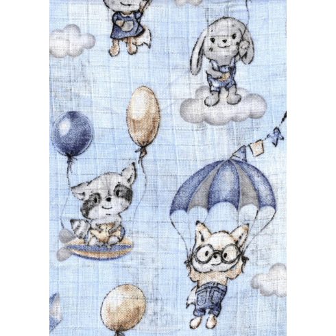 Mintás textil pelenka 1db-os - kék lufis állatok
	