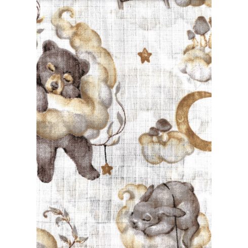 Mintás textil pelenka 1db-os - Felhőn alvó állatok bézs