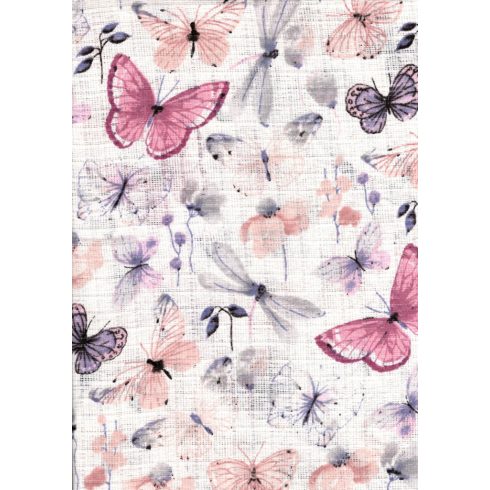 Mintás textil pelenka 1db-os - rózsaszín/lila pillangók 