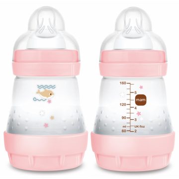   Mam 160 ml  Anti-Colic 0 hó + cumisüveg - rózsaszín bálna 