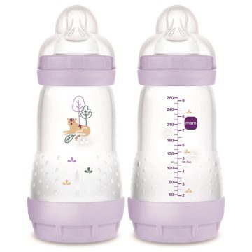 MAM Anti-Colic Matt cumisüveg 260ml 2hó+  Lila Tigris 