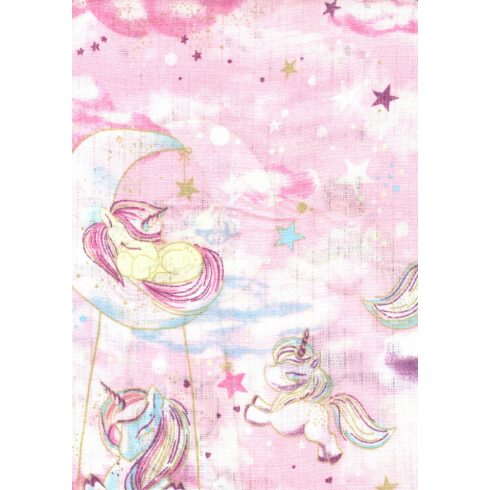 Mintás textil pelenka 1db-os - rózsaszín unicorn