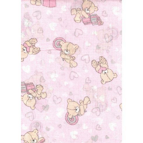 1db-os mintás textil pelenka - rózsaszín maci