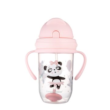   Canpol Cseppmentes szívószálas itatópohár nehezékkel 270 ml (6h+) - Panda