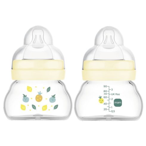 Mam  Feel Good 90ml  Premium üvegből készült cumisüveg Extra lassú átfolyás 0+ bézs 